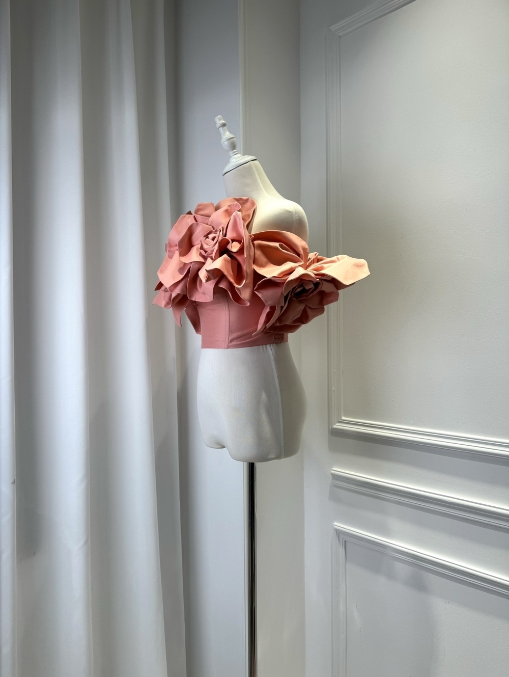 Aje Etta Off-the-shoulder Floral-appliquéd Taffeta Crop Top - Picture 8 of 12